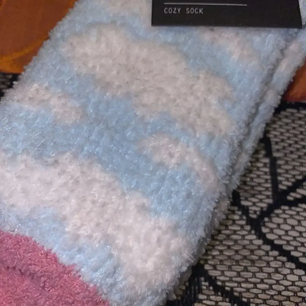 Free Press Patterned Micro Crew Fuzzy Socks, 2/Pack, Pink Crayon Clouds, OS